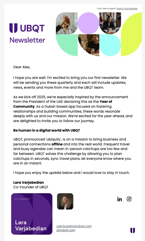 UBQT - quarterly newsletter