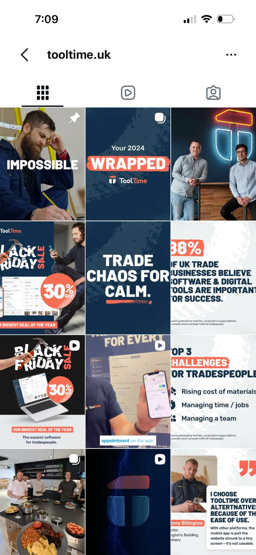 ToolTime - Instagram content grid