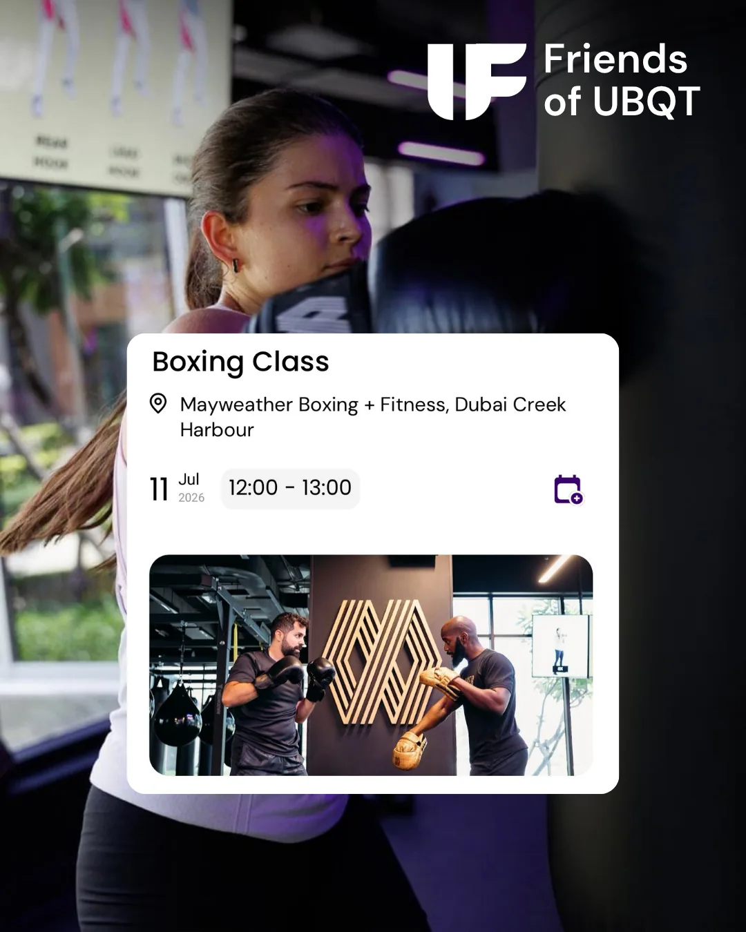 Friends of UBQT - boxing class event creative